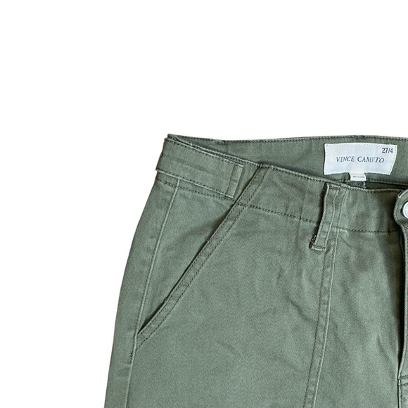 Vince Camuto Olive Green Utility Pants Cotton Spandex Cargo Pockets Size 27/4 - Picture 2 of 11